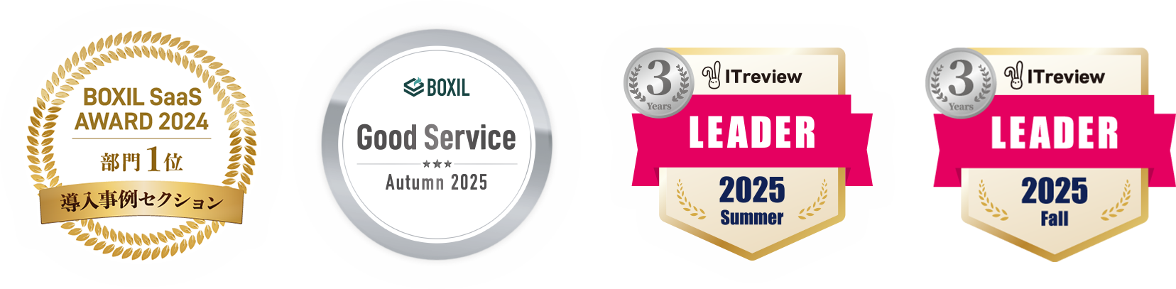 スマートキャンプ株式会社主催「BOXIL SaaS AWARD Autumn 2025」プロジェクト管理・工数管理部門で受賞
「ITreview Grid Award 2025 Summer / 2025 Fall」プロジェクト管理部門・タスク管理/ToDo管理部門で受賞